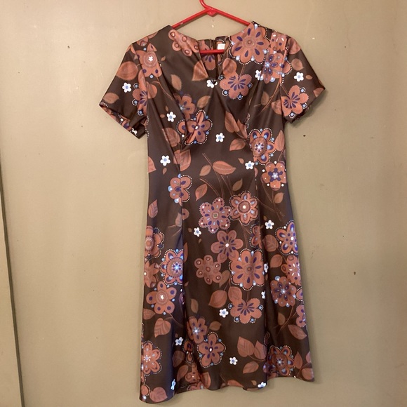 Vintage Late 60s early 70s mod print dress - Picture 1 of 8